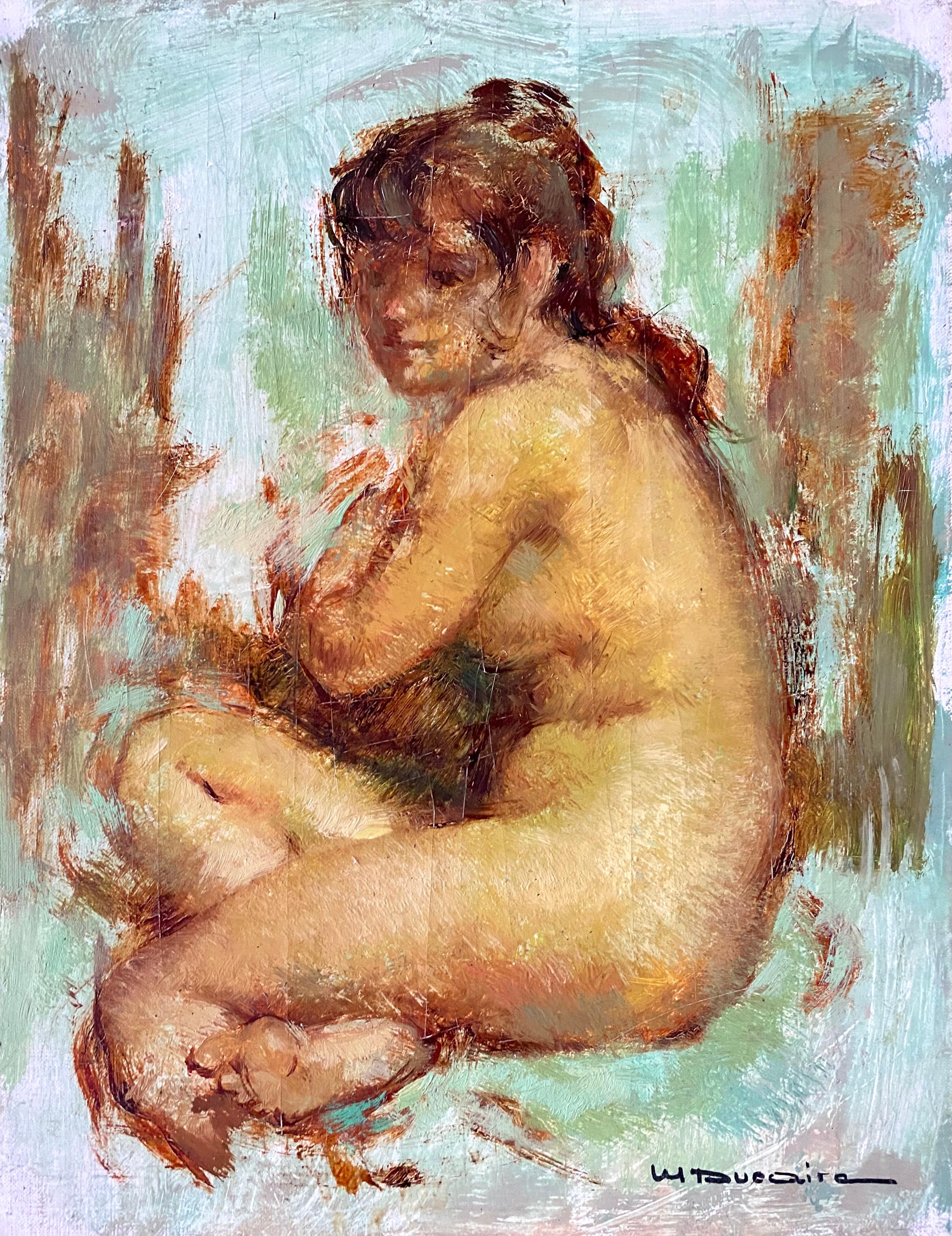“Resting Female Nude” - Painting by Maryse Ducaire Roque
