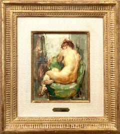 "Sitzender Akt" Impressionistische Innenszene Weibliche Figur Ölgemälde auf Karton
