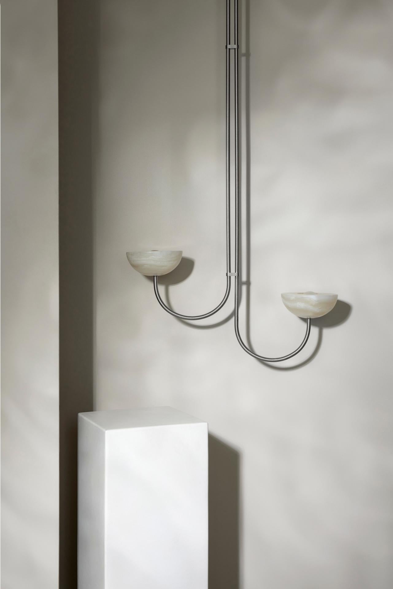 Marz Designs, "Aurelia Double Offset Pendant, Large", Onyx Stone Pendelleuchte im Angebot
