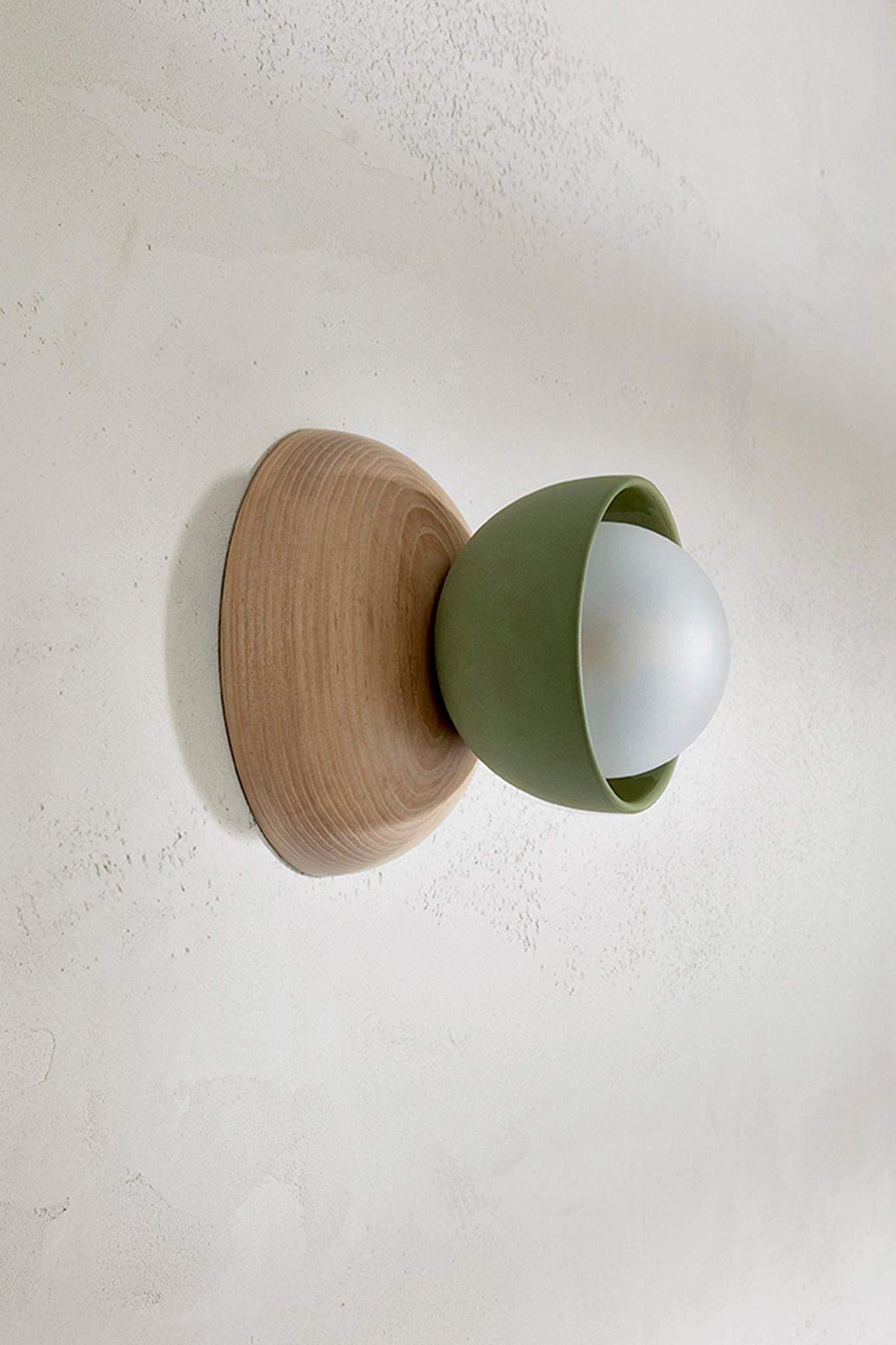 Contemporary Marz Designs, “Terra 00 Surface Sconce”, Ceramic and Timber Surface Sconce For Sale