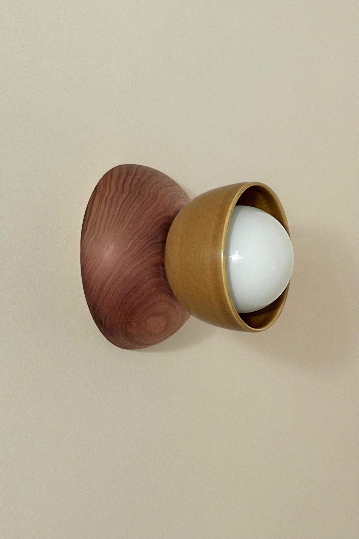 Contemporary Marz Designs, “Terra 00 Surface Sconce”, Ceramic and Timber Surface Sconce For Sale