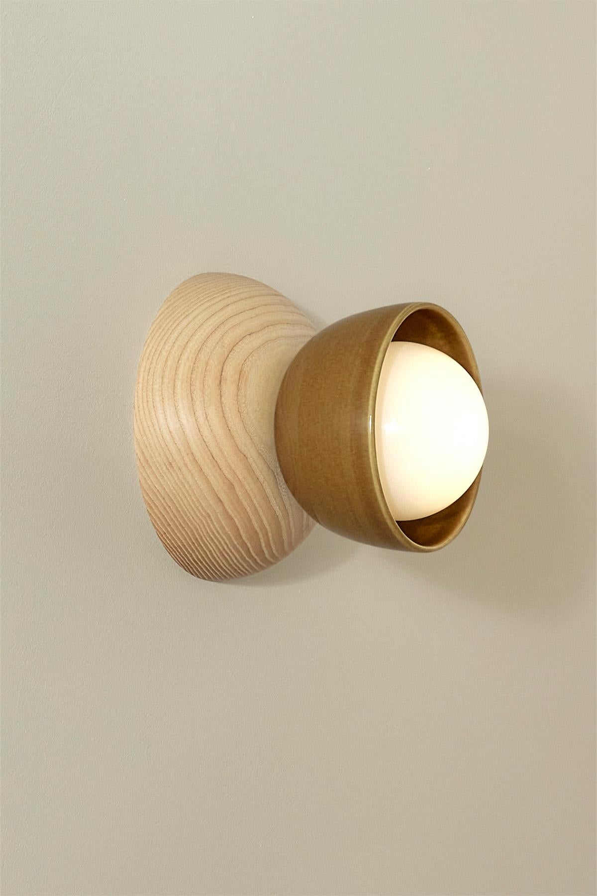 Marz Designs, “Terra 00 Surface Sconce”, Ceramic and Timber Surface Sconce For Sale 1