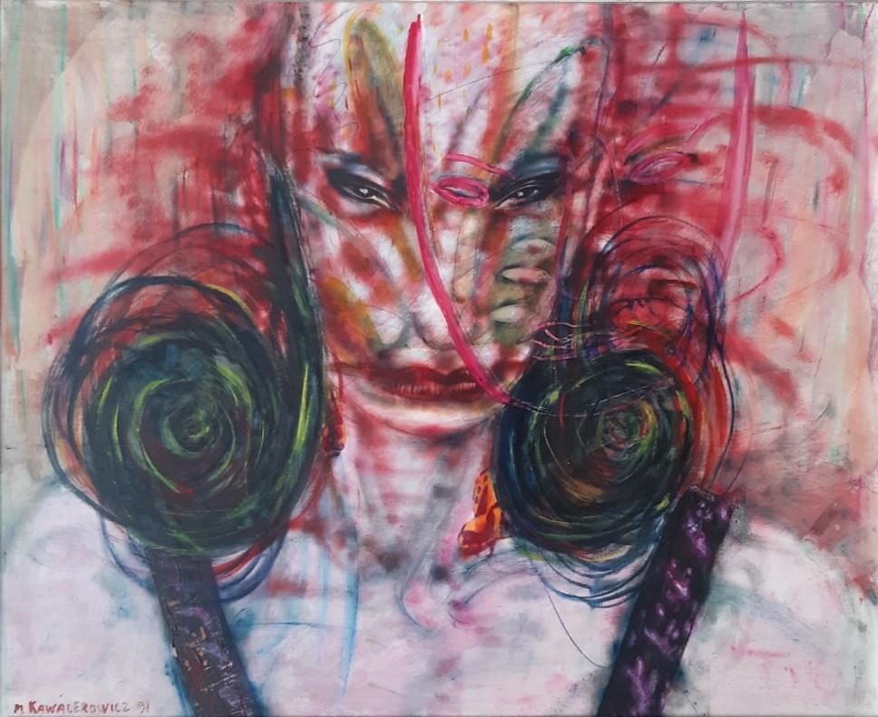 Marzena Kawalerowicz Portrait Painting - Untitled - Contemporary polish art, Expressionistic portrait, Abstraction