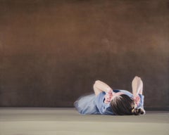 Atmosphärisches modernes Frauenporträt von THE WALL  Zeitgenössisches figuratives Gemälde