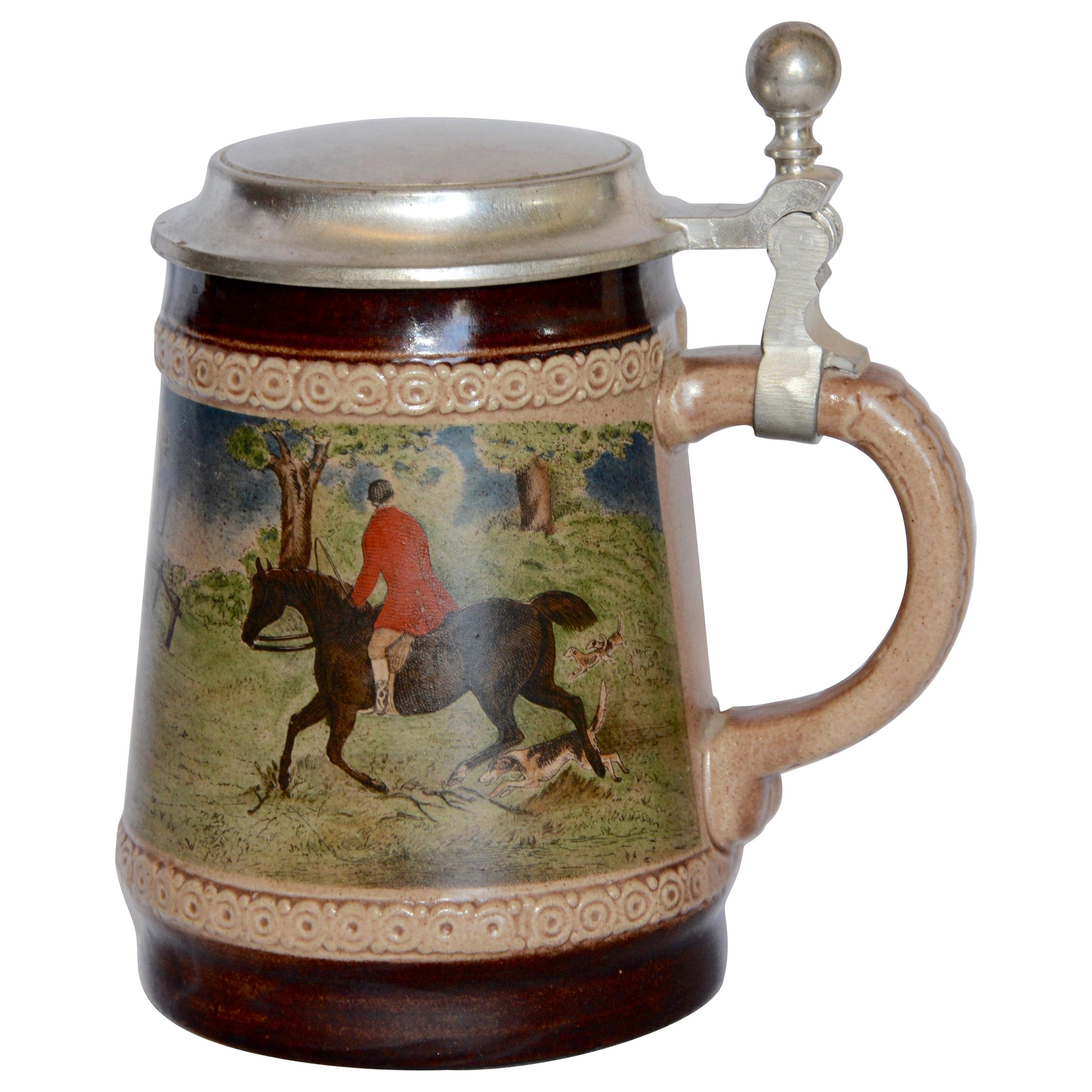 Marzi and Remy German Beer Stein with Fox Hunting Scene Midcentury