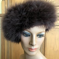 Marzi Firenze 1980's Black Feather Knit Beret Hat for Neiman Marcus