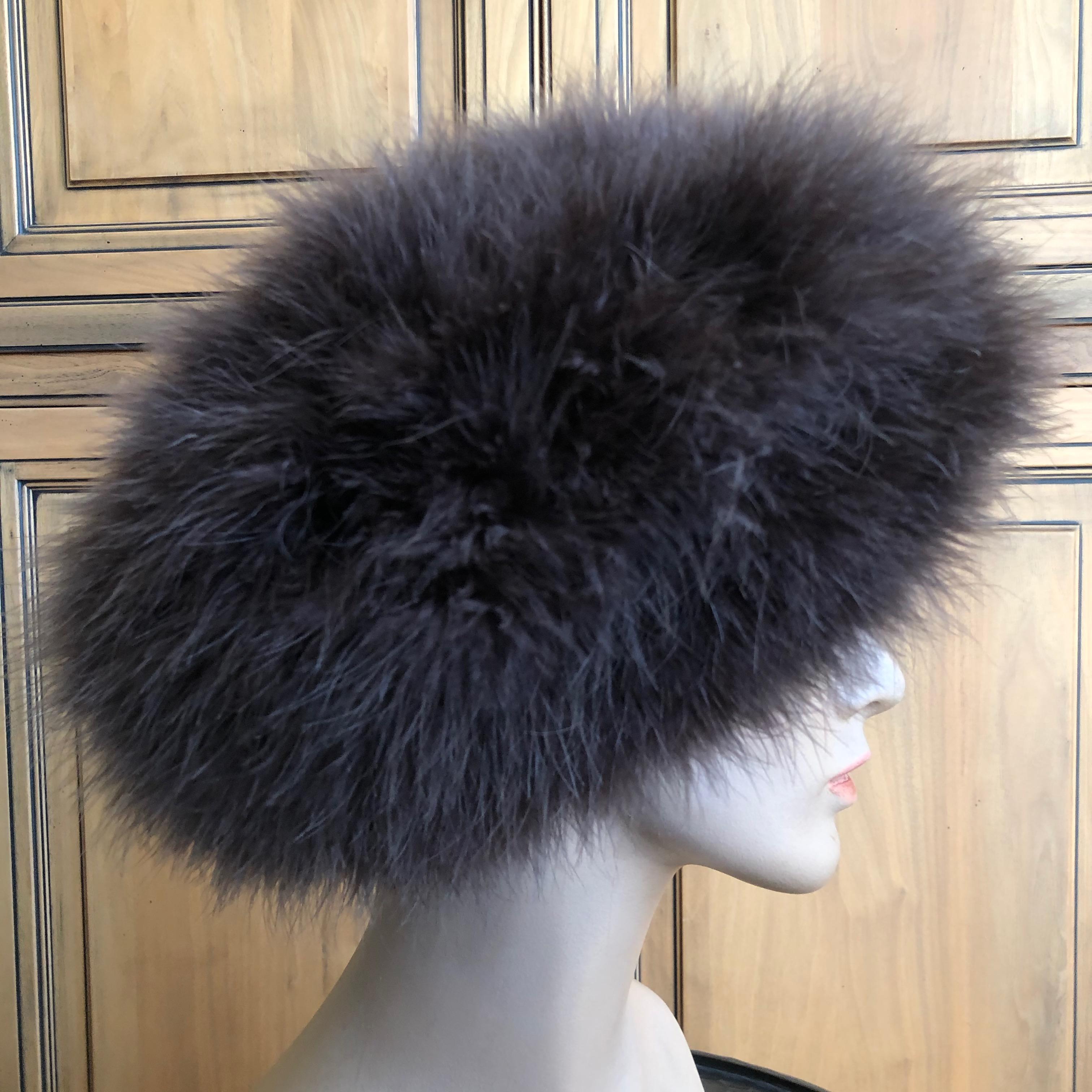Women's or Men's Marzi Firenze 1980's Black Feather Knit Beret Hat for Neiman Marcus
