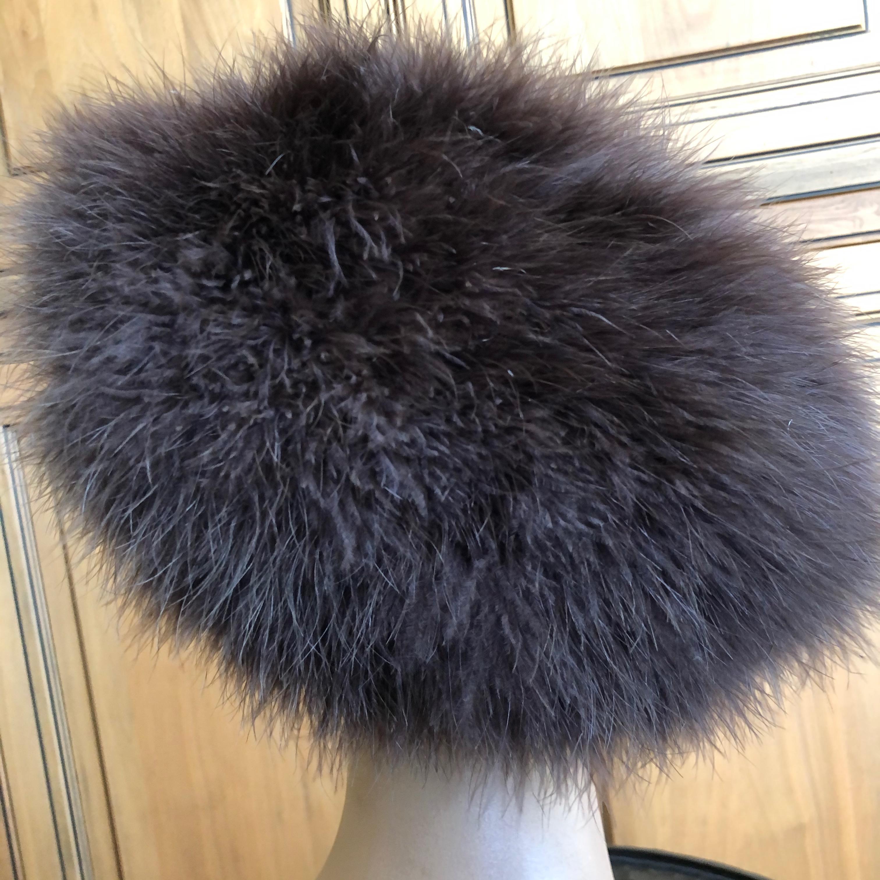 Marzi Firenze 1980's Black Feather Knit Beret Hat for Neiman Marcus 1