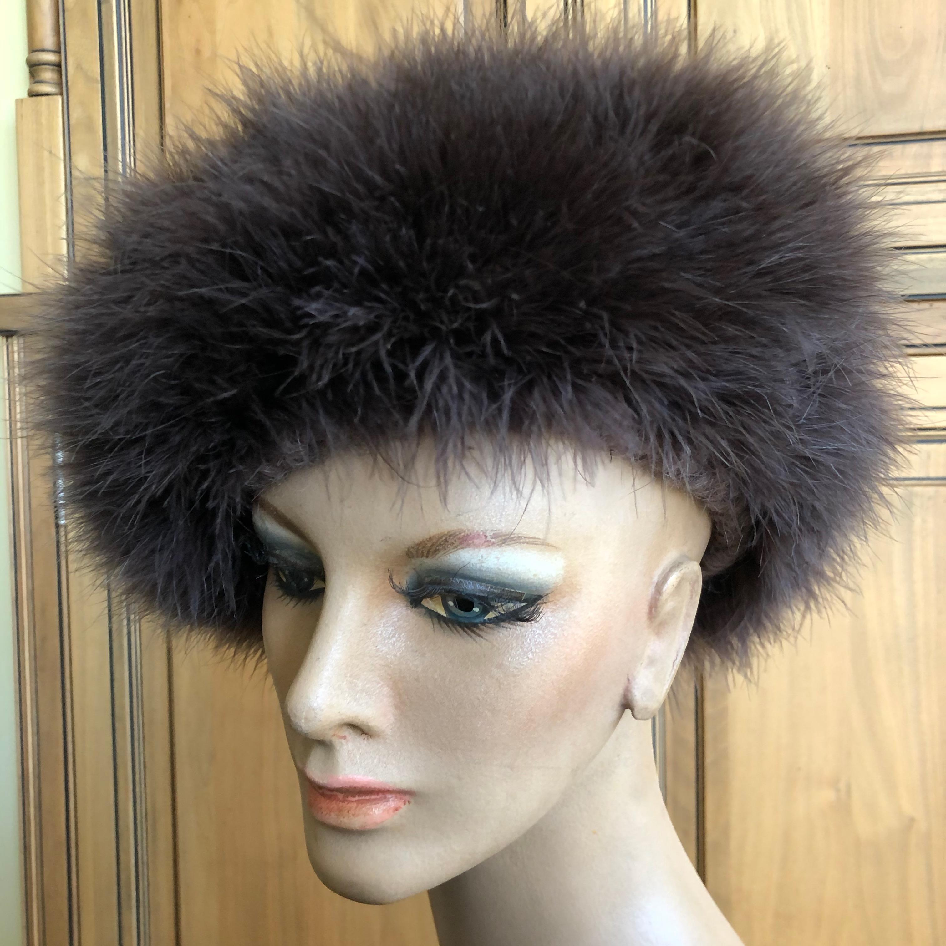 Marzi Firenze 1980's Black Feather Knit Beret Hat for Neiman Marcus 2