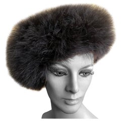 Marzi Firenze 1980's Black Feather Knit Beret Hat for Neiman Marcus