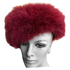 Marzi Firenze 1980's Red Feather Knit Beret Hat for Neiman Marcus