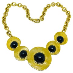 MARZIA collar de diseño con cadena de cabos de resina negra en tono dorado vintage firmado