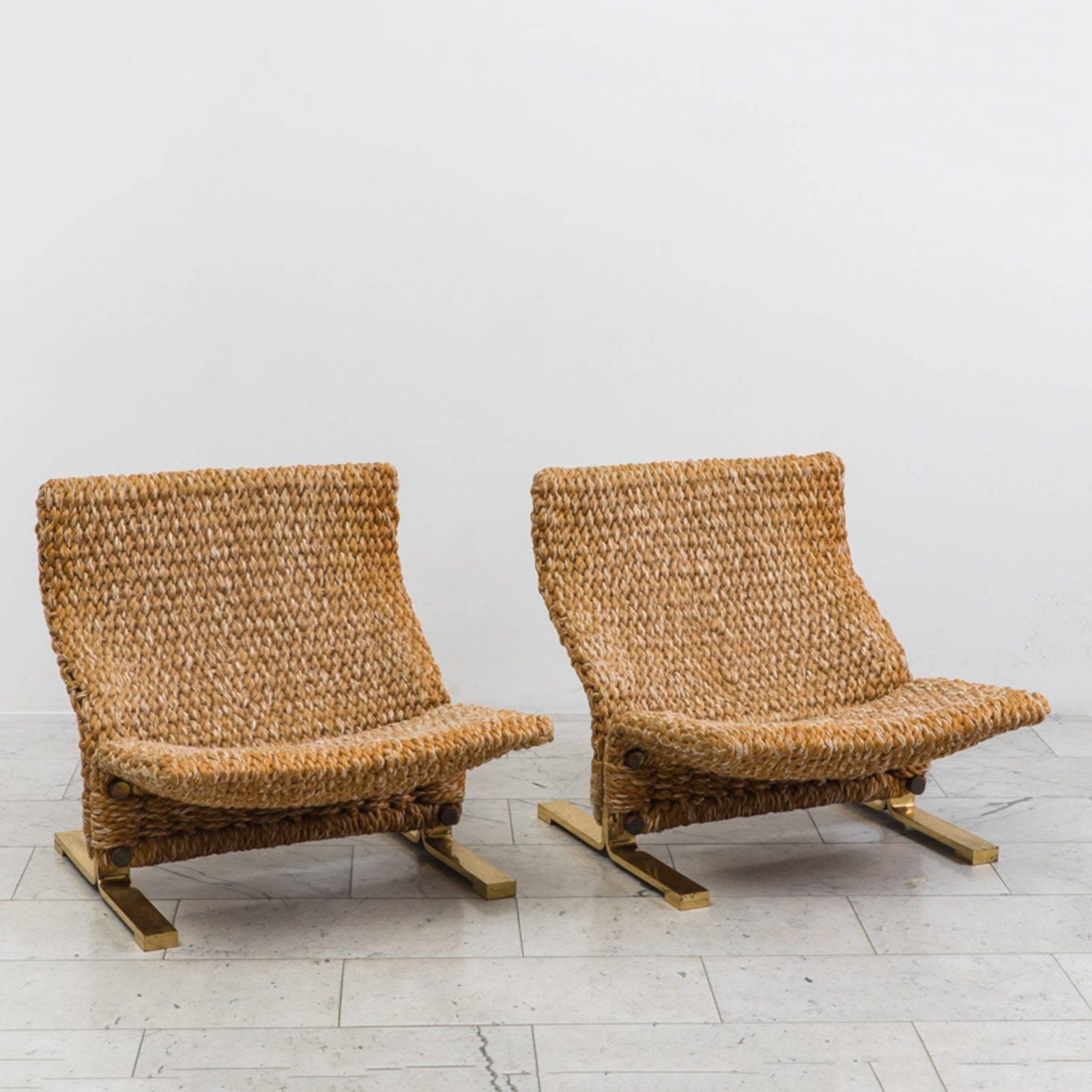 Marzio Cecchi, Pair of Low Knitted Lounge Chairs, IT, c.1970s