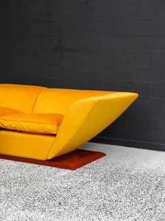 Marzio Cecchi Custom Floating Five Seater Sofa in Mustard Yellow Velvet