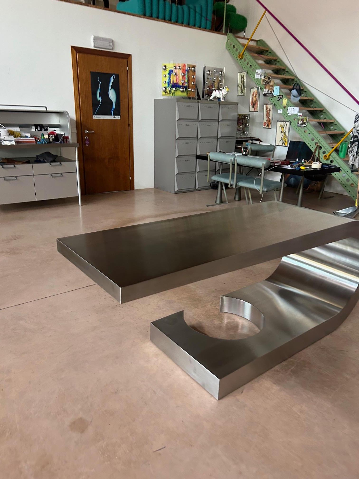 Steel Marzio Cecchi Diapason Desk, Italy, 1968