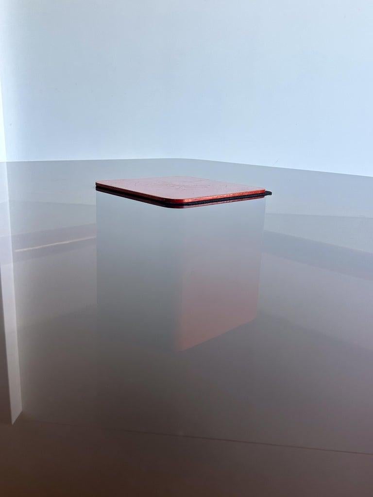 Late 20th Century Marzio Cecchi for Studio Most Dark Smoked Glass Square Floating Coffee Table For Sale