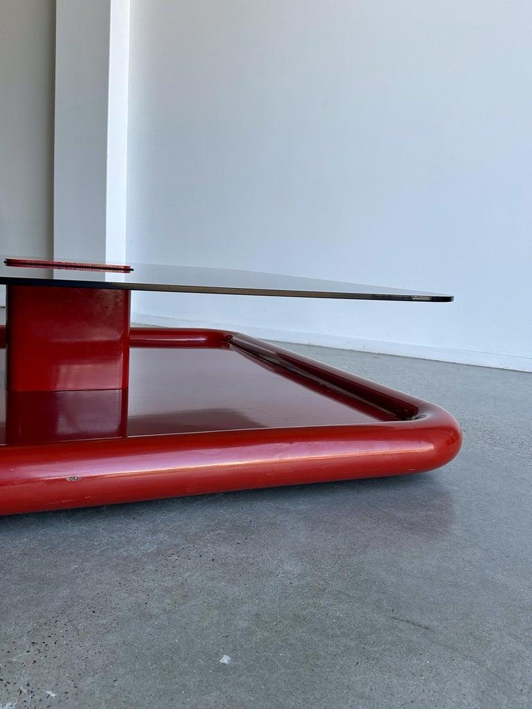Metal Marzio Cecchi for Studio Most Dark Smoked Glass Square Floating Coffee Table For Sale