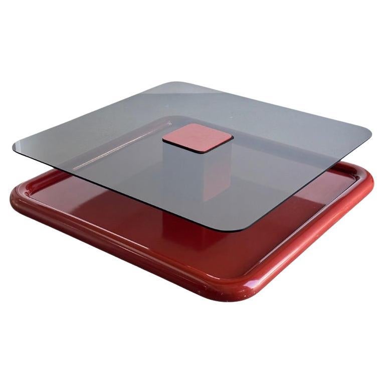 Marzio Cecchi for Studio Most Dark Smoked Glass Square Floating Coffee Table For Sale