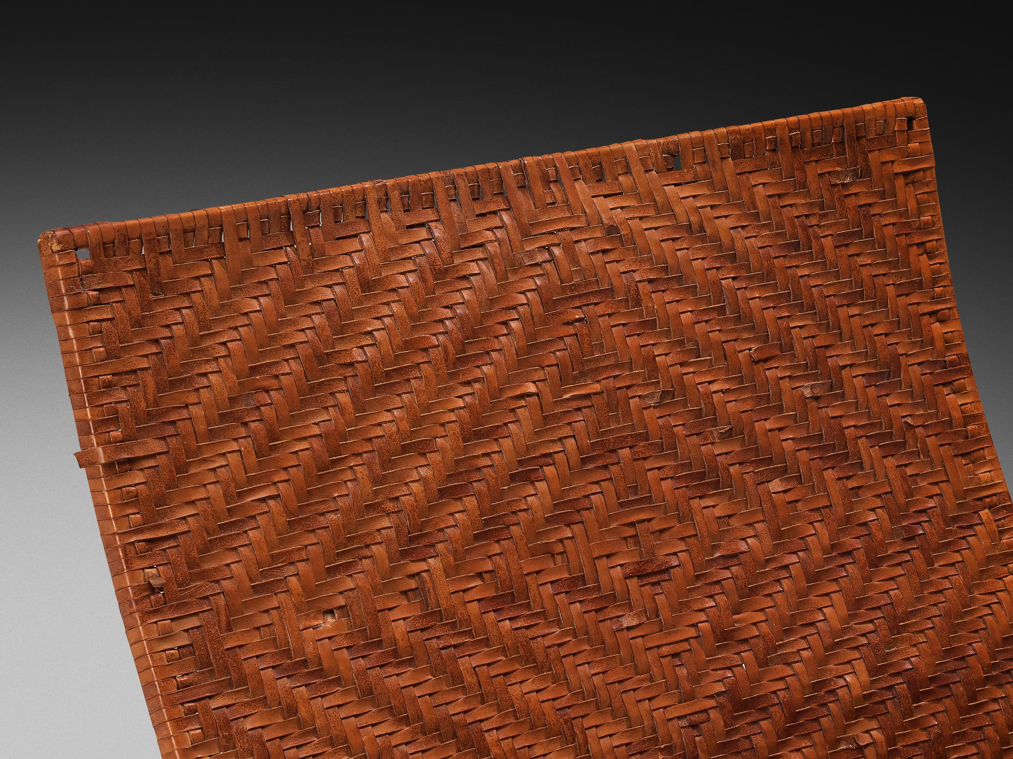 Marzio Cecchi para Studio Most Sillón de cuero coñac tejido en venta 3