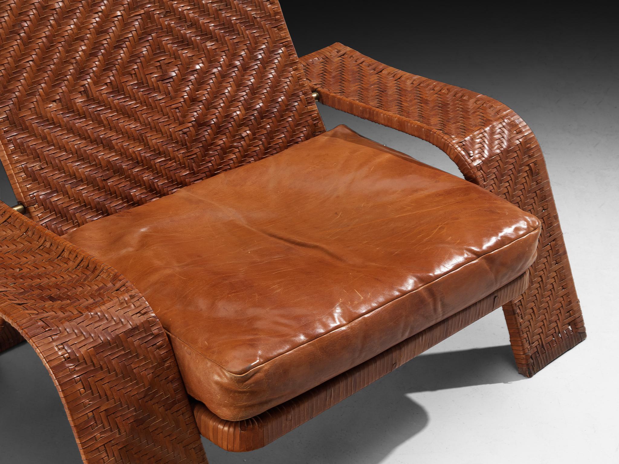 Marzio Cecchi for Studio Most Lounge Chair in Woven Cognac Leather en vente 2