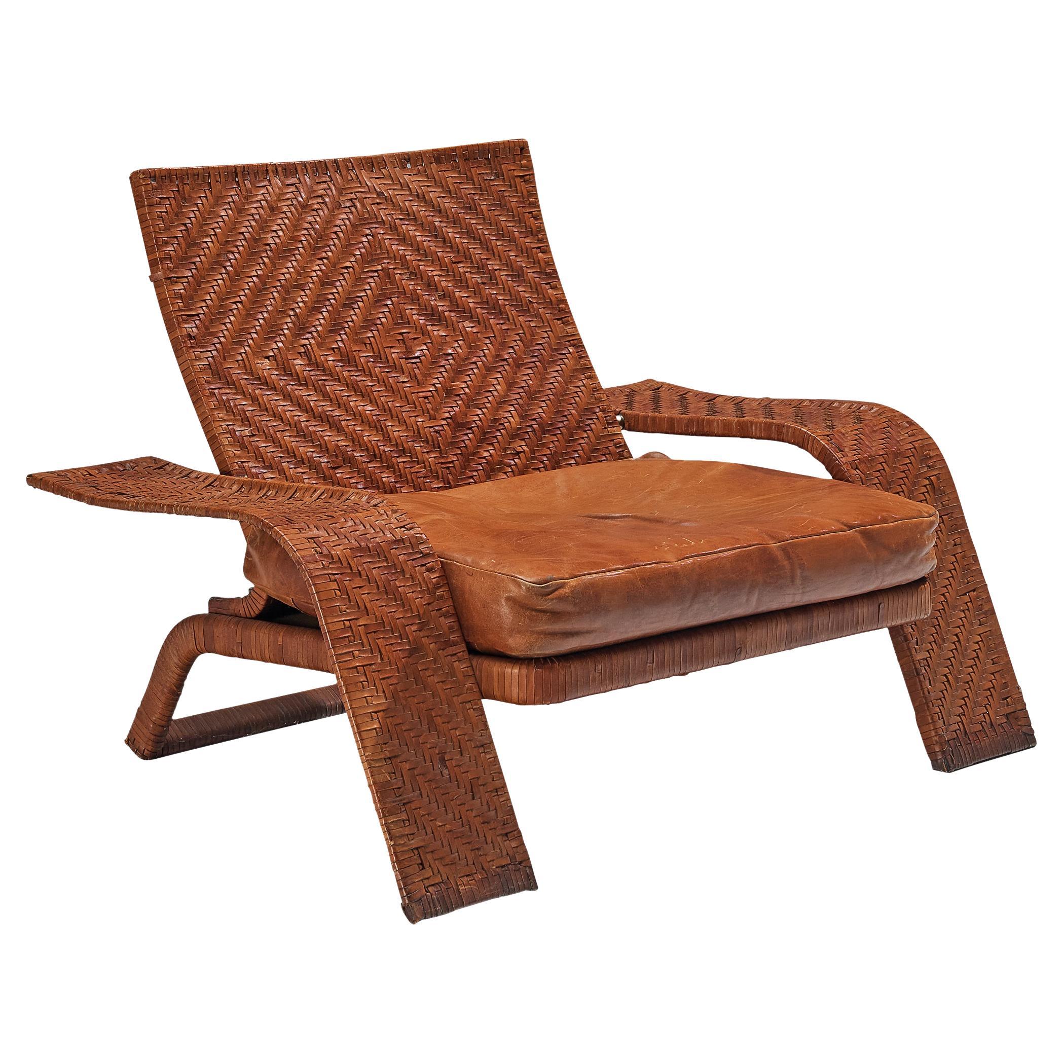 Marzio Cecchi for Studio Most Lounge Chair in Woven Cognac Leather 