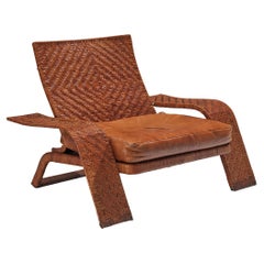 Used Marzio Cecchi for Studio Most Lounge Chair in Woven Cognac Leather 