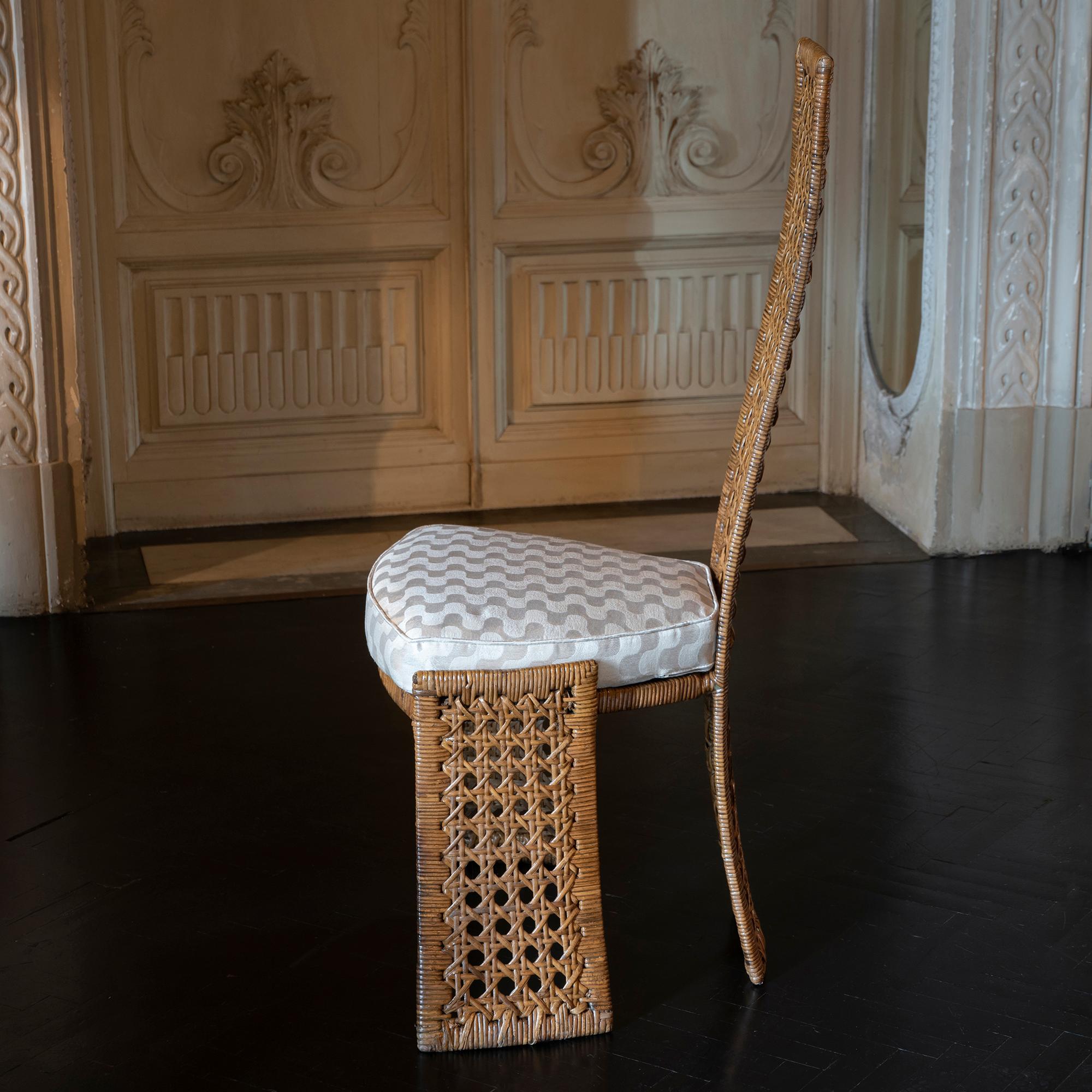 Marzio Cecchi for Studio Most Set of Two Sculptural Rattan Chairs, Italy 1980s 3