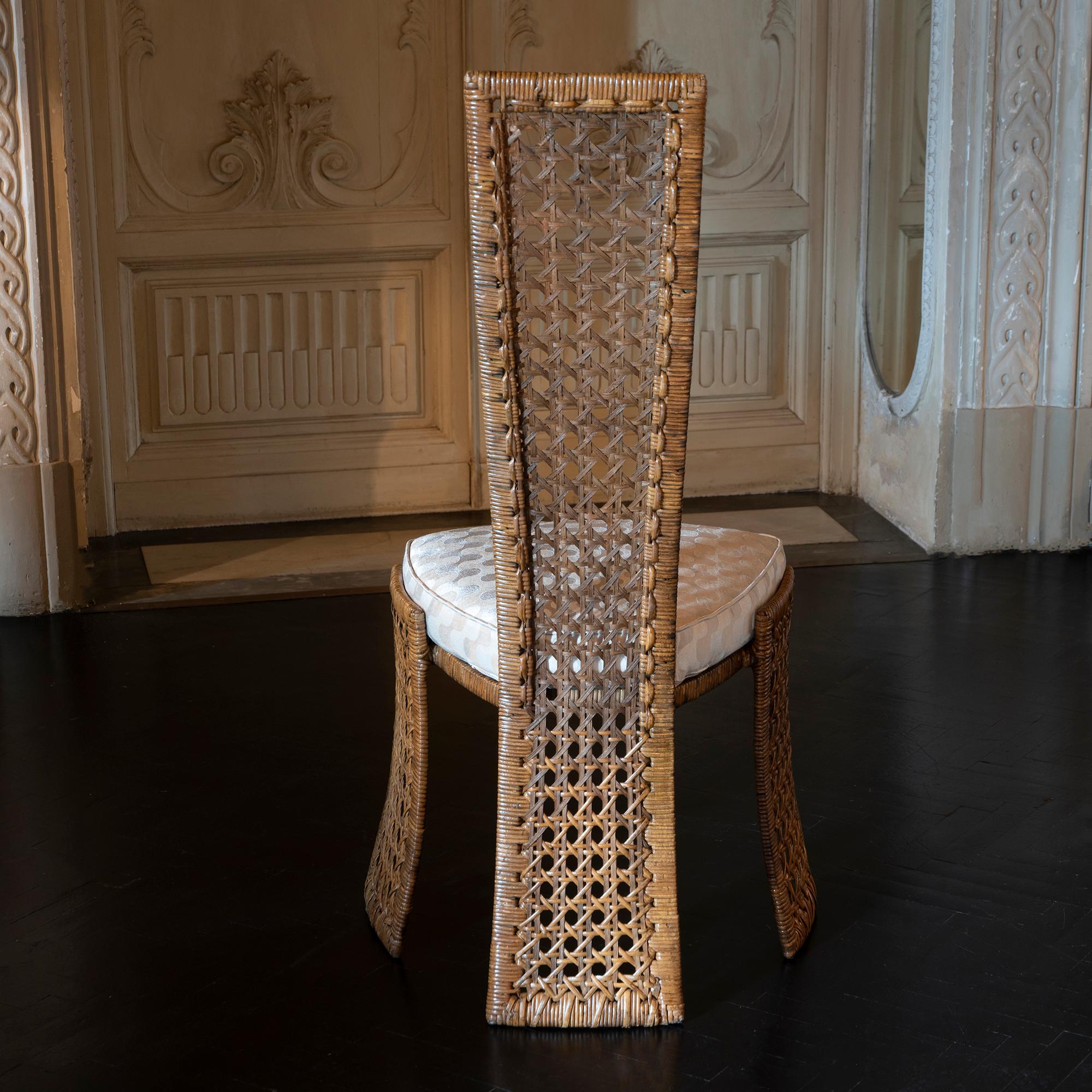 Italian Marzio Cecchi for Studio Most Set of Two Sculptural Rattan Chairs, Italy 1980s