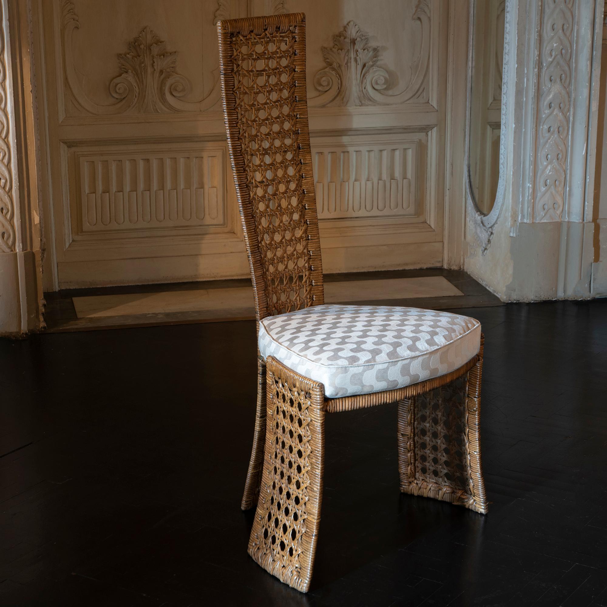 Marzio Cecchi for Studio Most Set of Two Sculptural Rattan Chairs, Italy 1980s 1