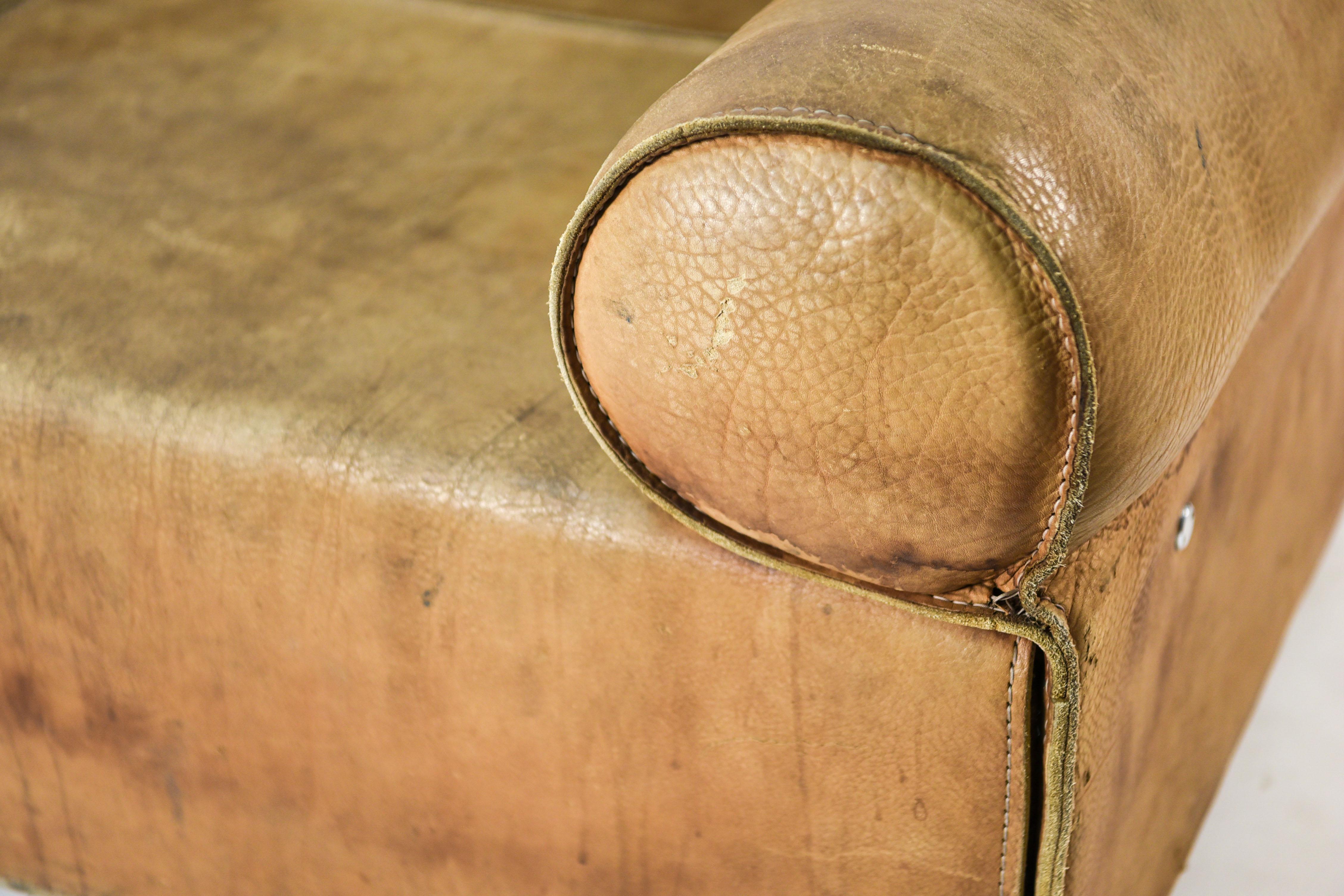 Marzio Cecchi Italian Brown Buffalo Leather Sofa, 1970 7