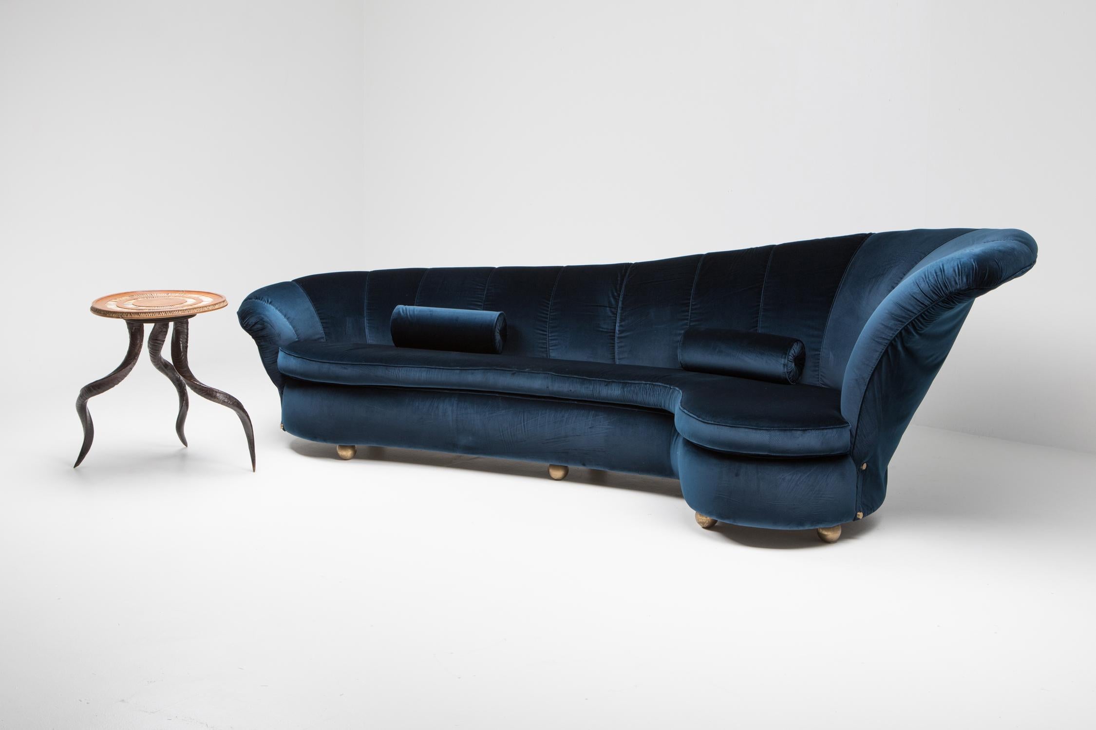 Brass Marzio Cecchi One-of-a-kind Sofa in Blue Velvet