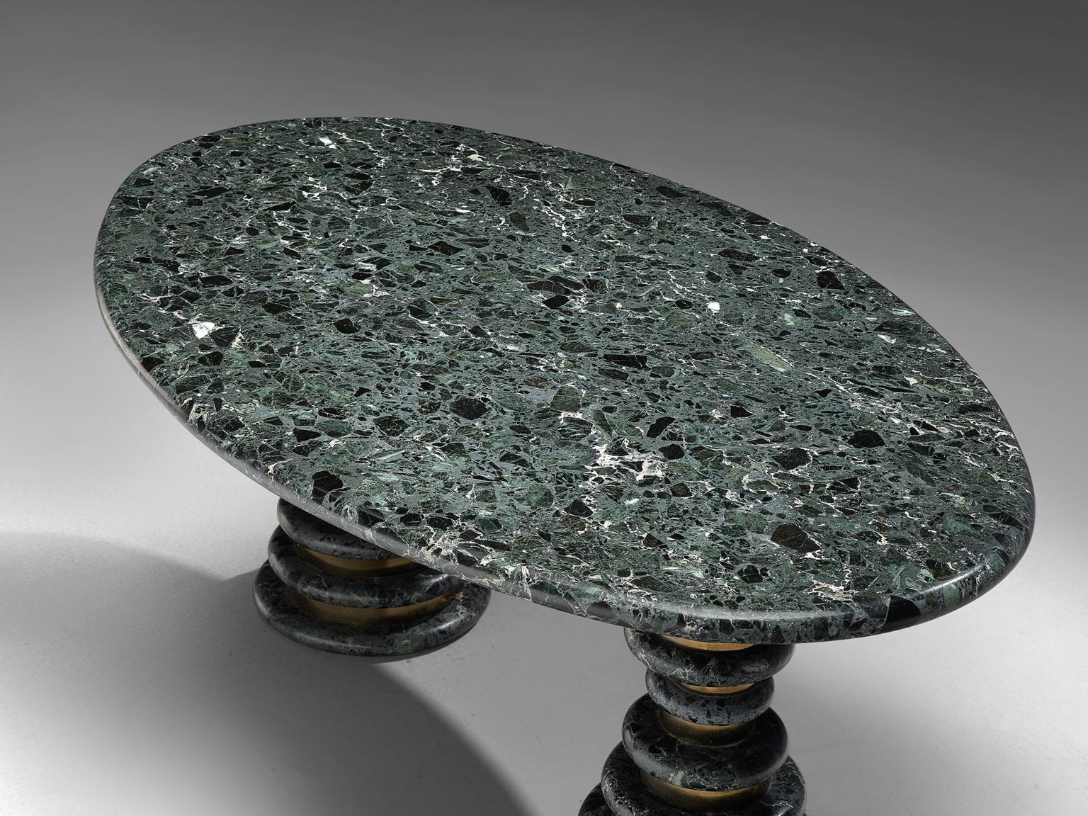 Brass Marzio Cecchi Oval Green Marble Dining Table