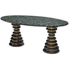 Marzio Cecchi Oval Green Marble Dining Table