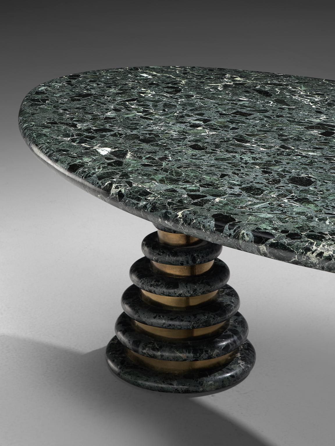 Marzio Cecchi Oval Green Marble Table (Mitte des 20. Jahrhunderts)