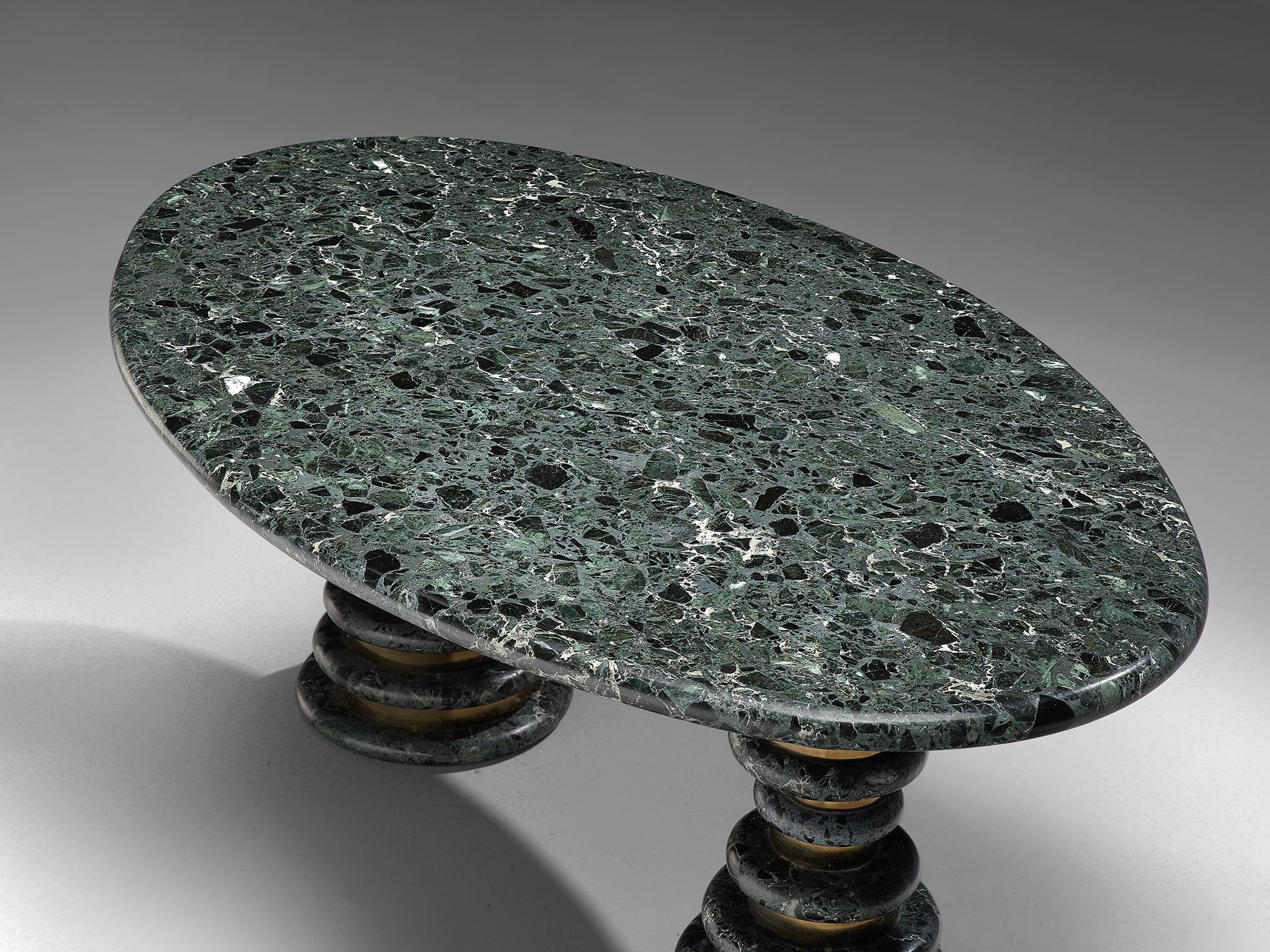 Brass Marzio Cecchi Oval Green Marble Table