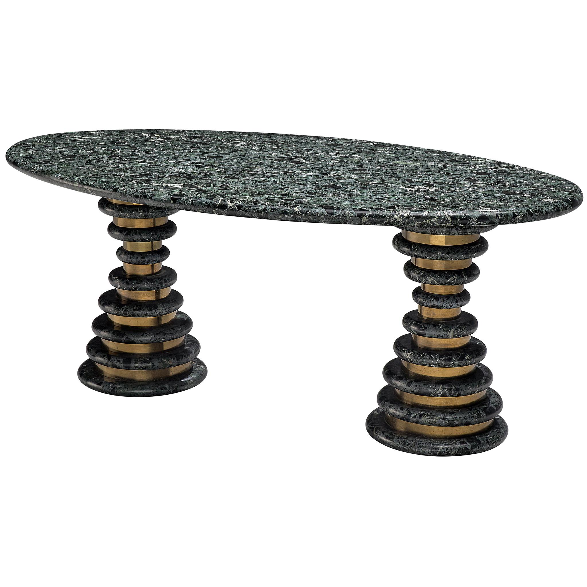Marzio Cecchi Oval Green Marble Table