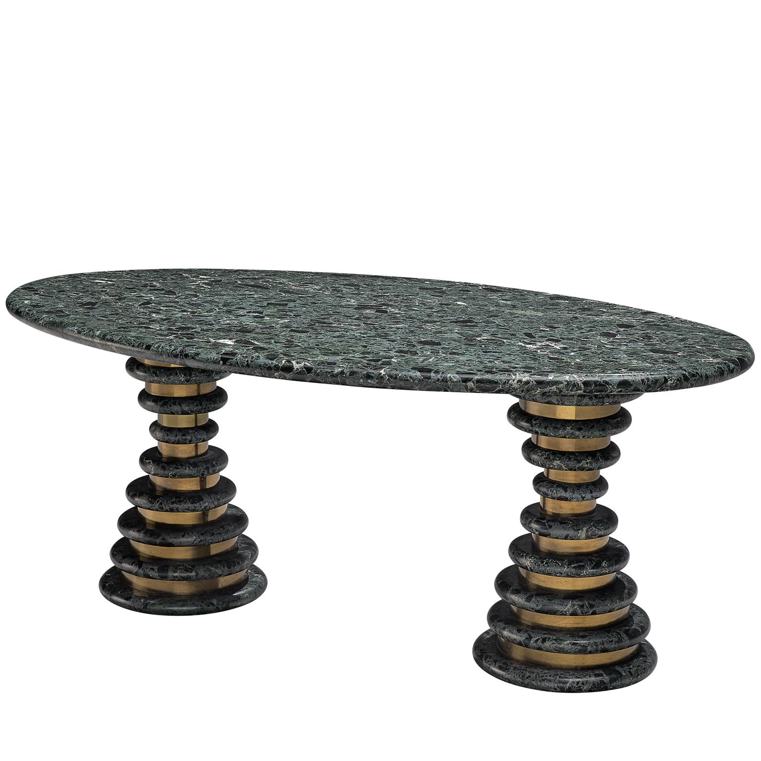 Marzio Cecchi Oval Green Marble Table