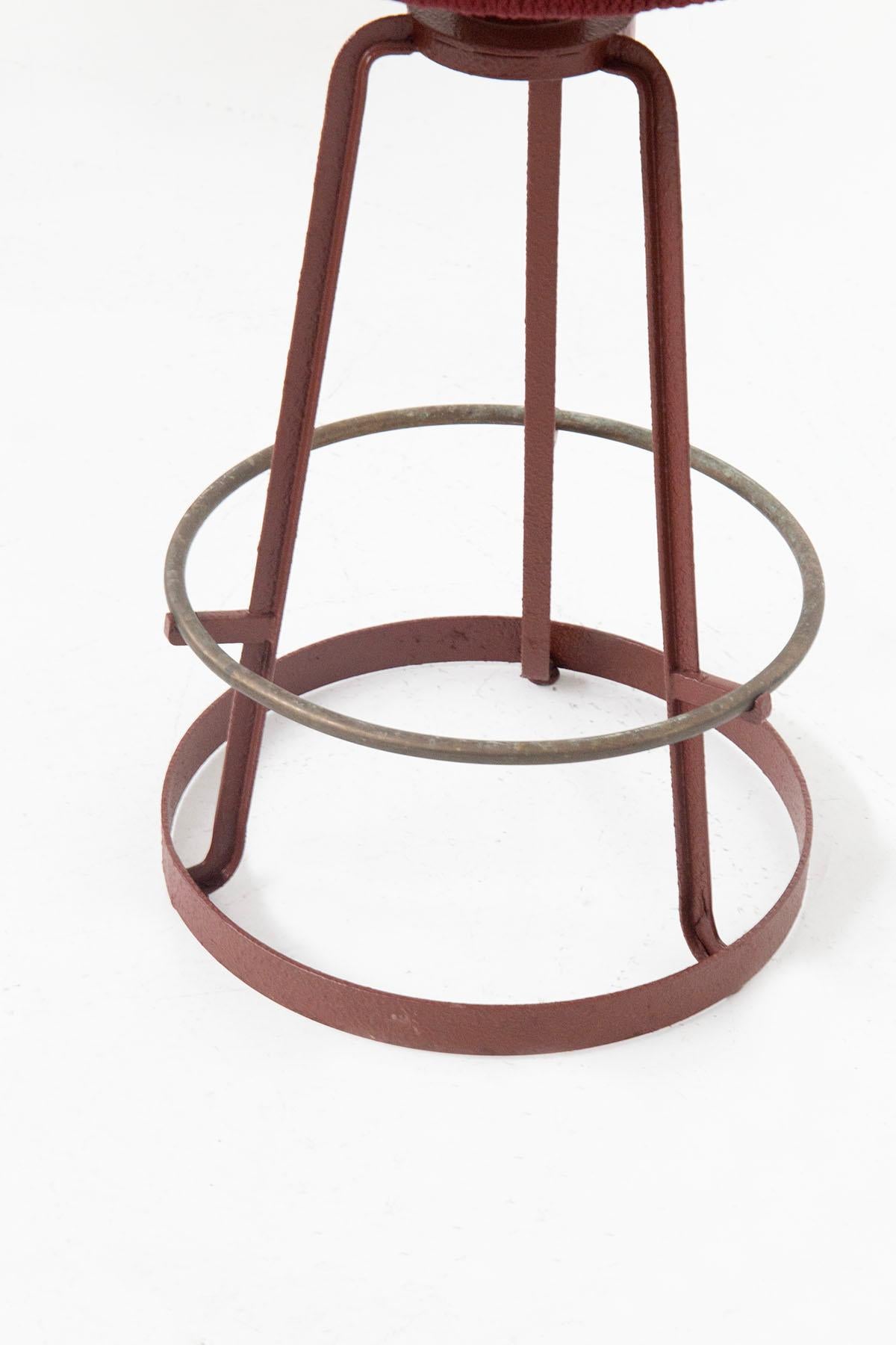 Marzio Cecchi Pair of Italian Red Rope High Stools For Sale 3