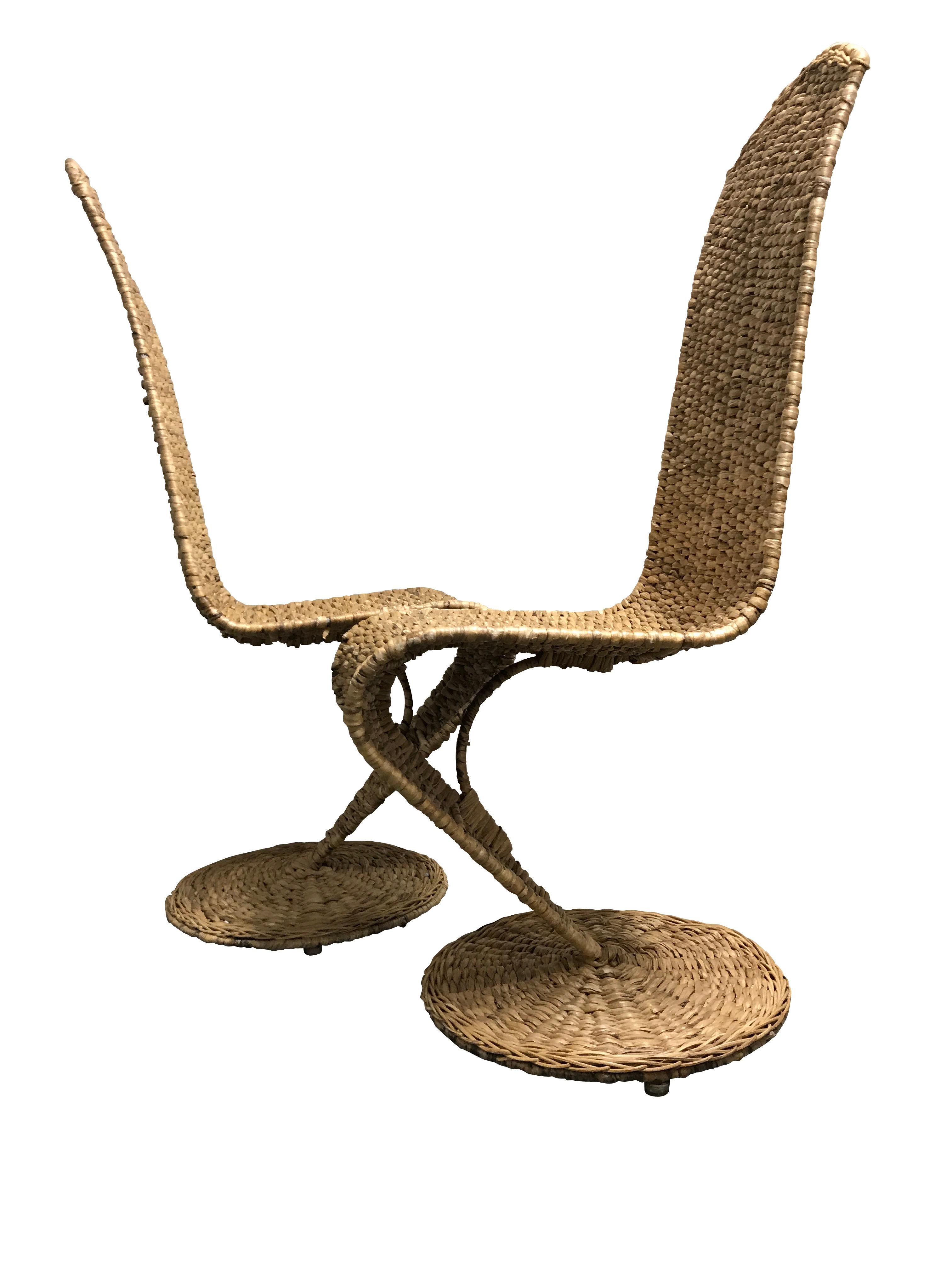 Marzio Cecchi Rattan 'S' Lounge Chairs, Set of Two, 1970s In Good Condition In HEVERLEE, BE