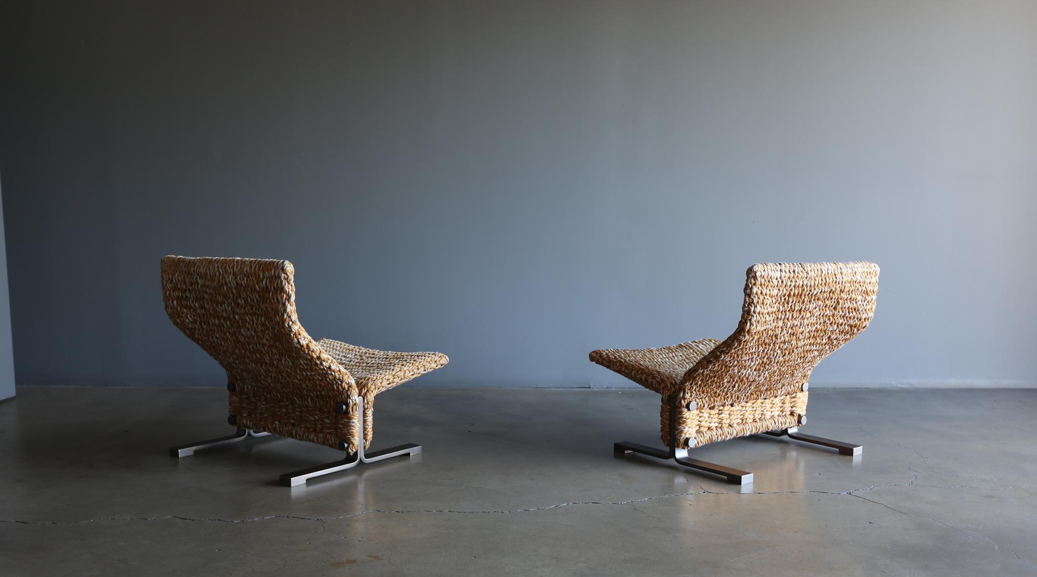 Marzio Cecchi Rope & Bronze Lounge Chairs, circa 1975 2