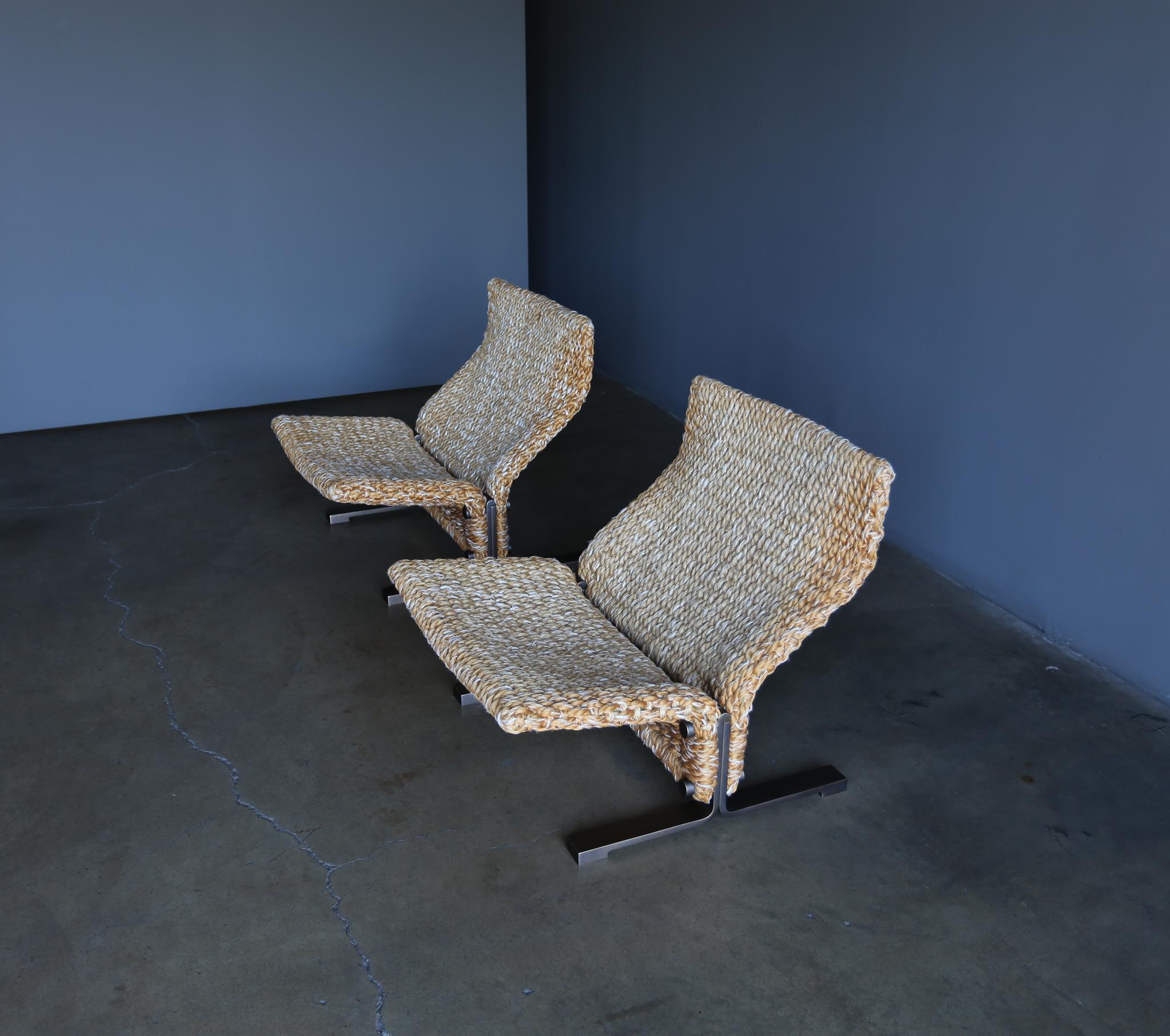 Marzio Cecchi Rope & Bronze Lounge Chairs, circa 1975 7
