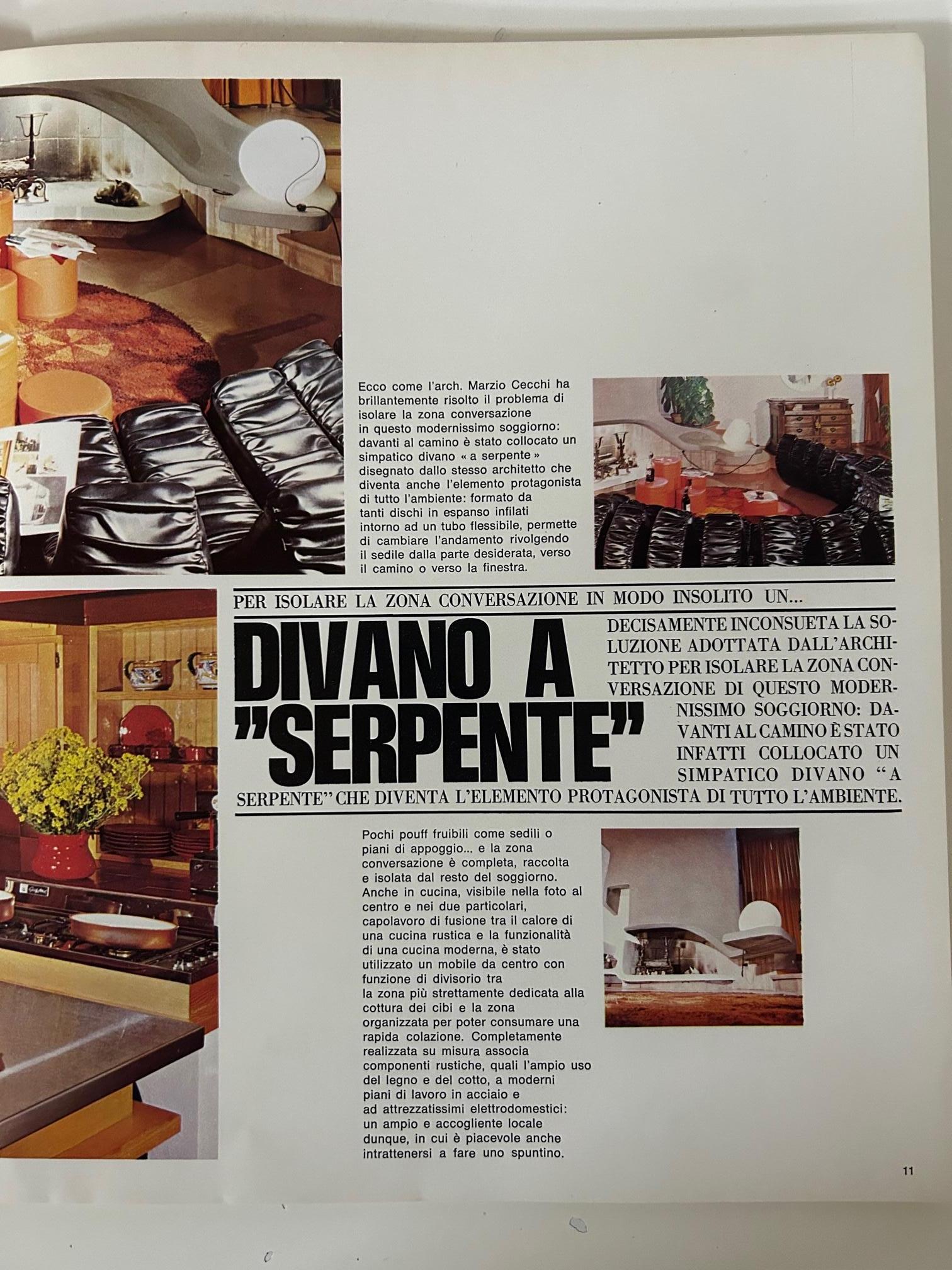 Canapé en vinyle noir Serpente de Marzio Cecchi, 1972 en vente 12