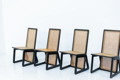 Marzio Cecchi Set of Six Chair Vienna Straw and Black Wood