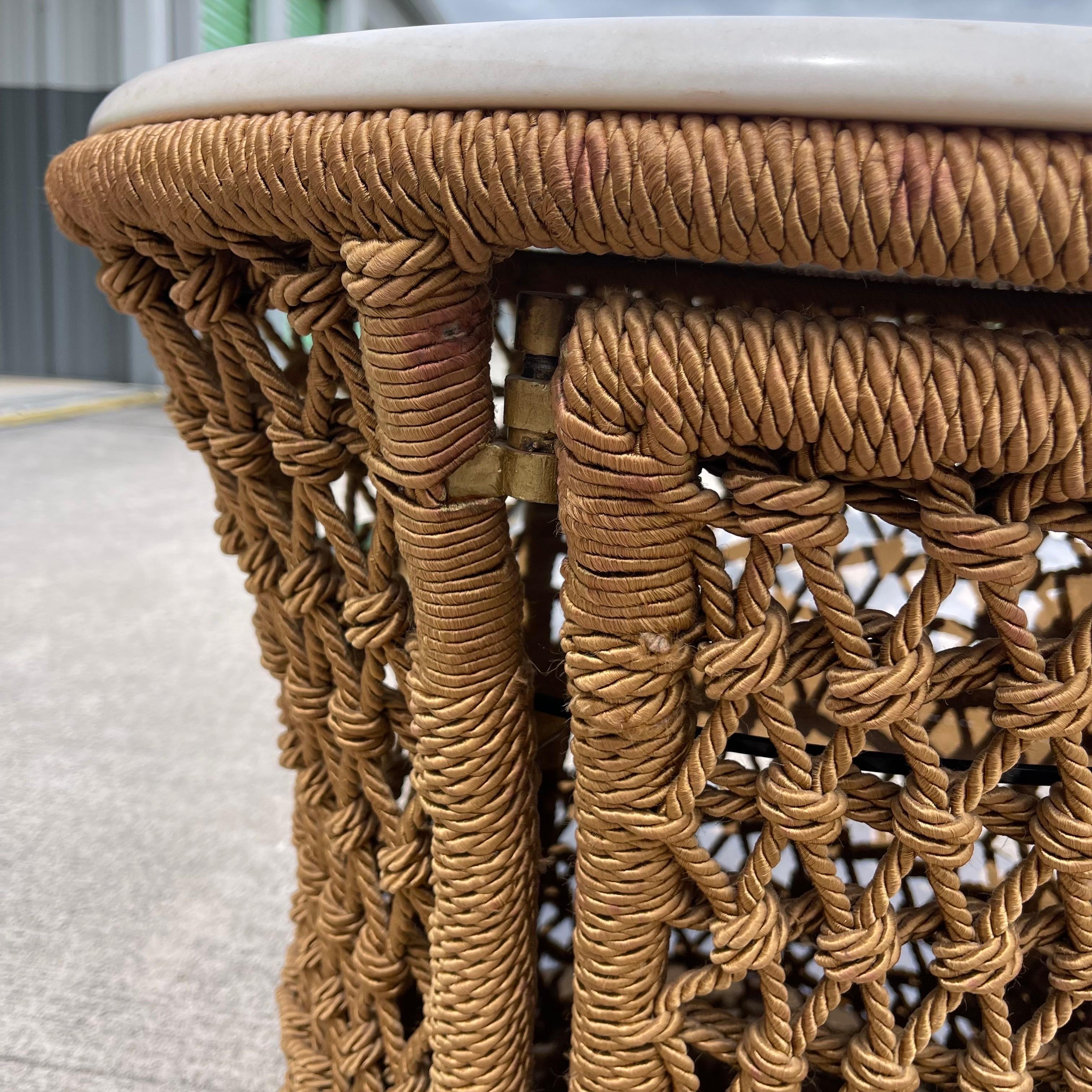 Marzio Cecchi Studio Most Rope Travertine Top Side Tables or Nightstands, a Pair en vente 8