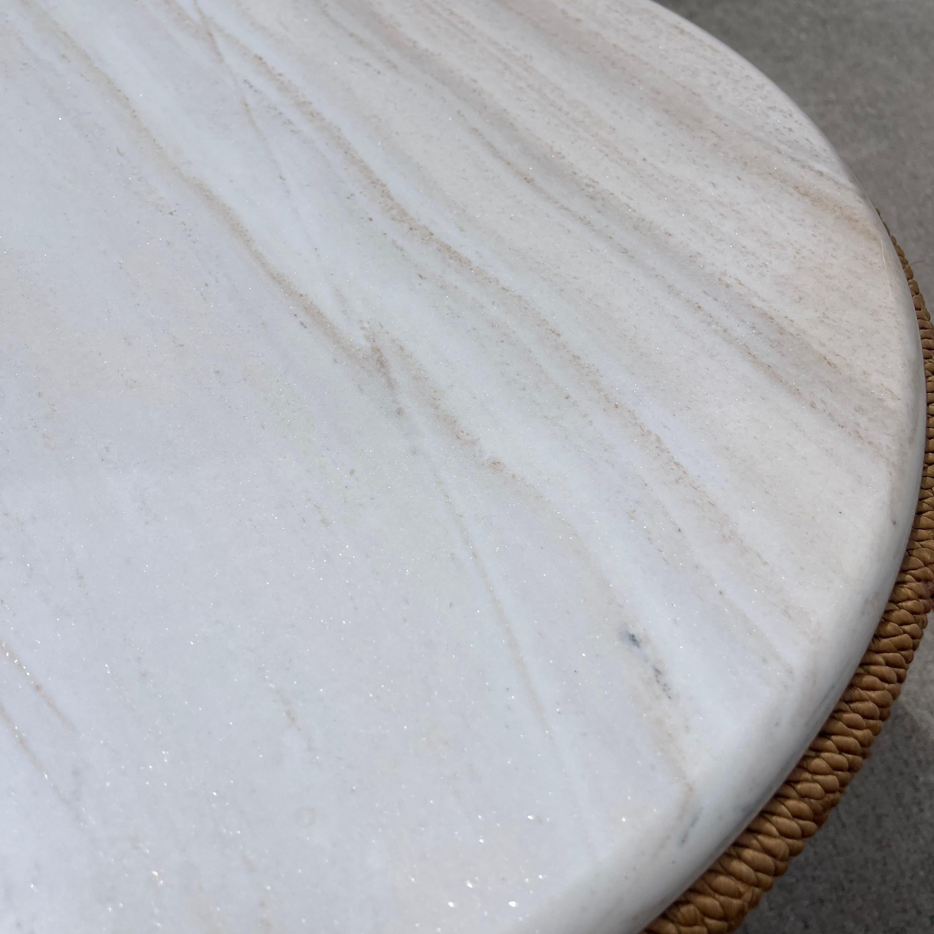 Marzio Cecchi Studio Most Rope Travertine Top Side Tables or Nightstands, a Pair en vente 1