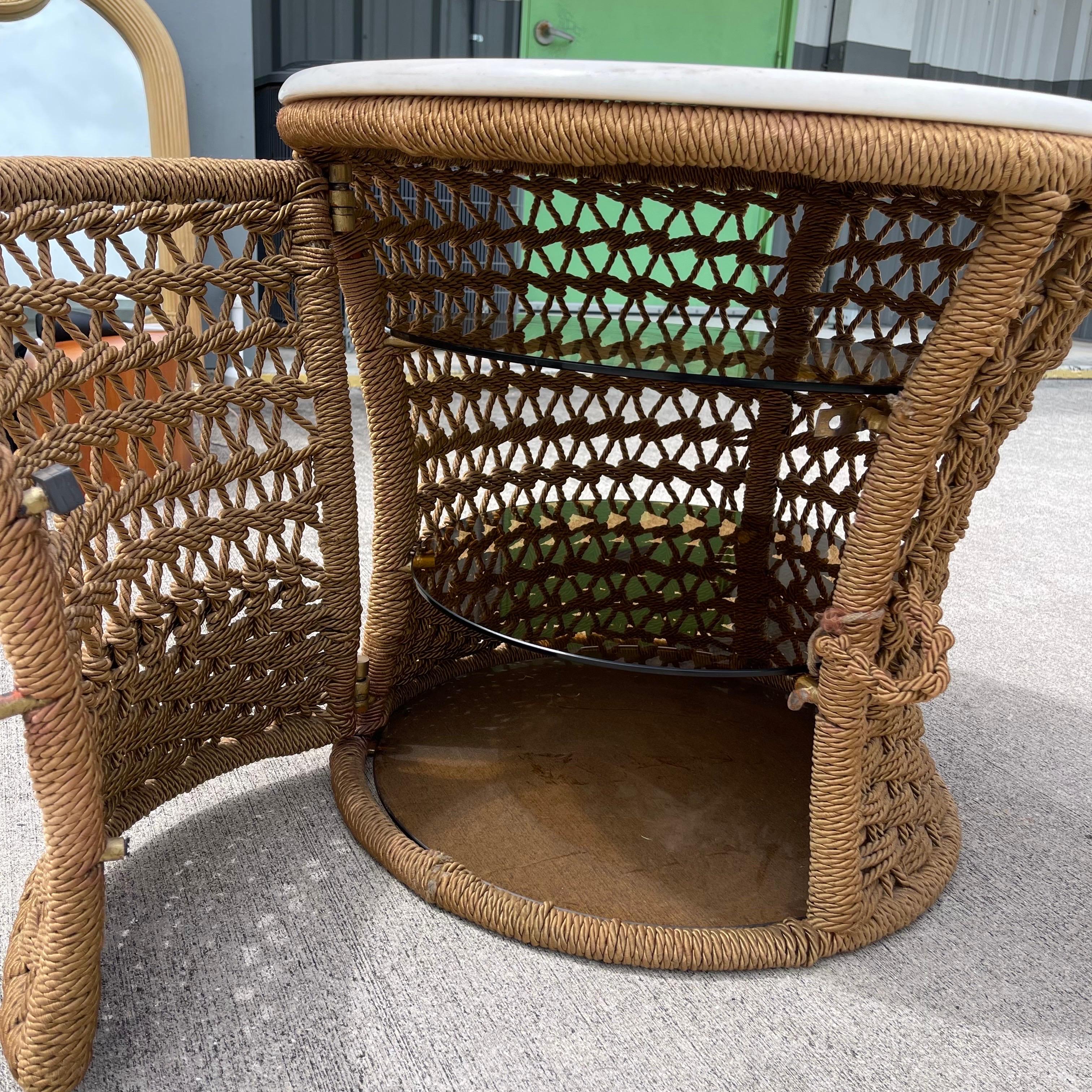 Marzio Cecchi Studio Most Rope Travertine Top Side Tables or Nightstands, a Pair en vente 4
