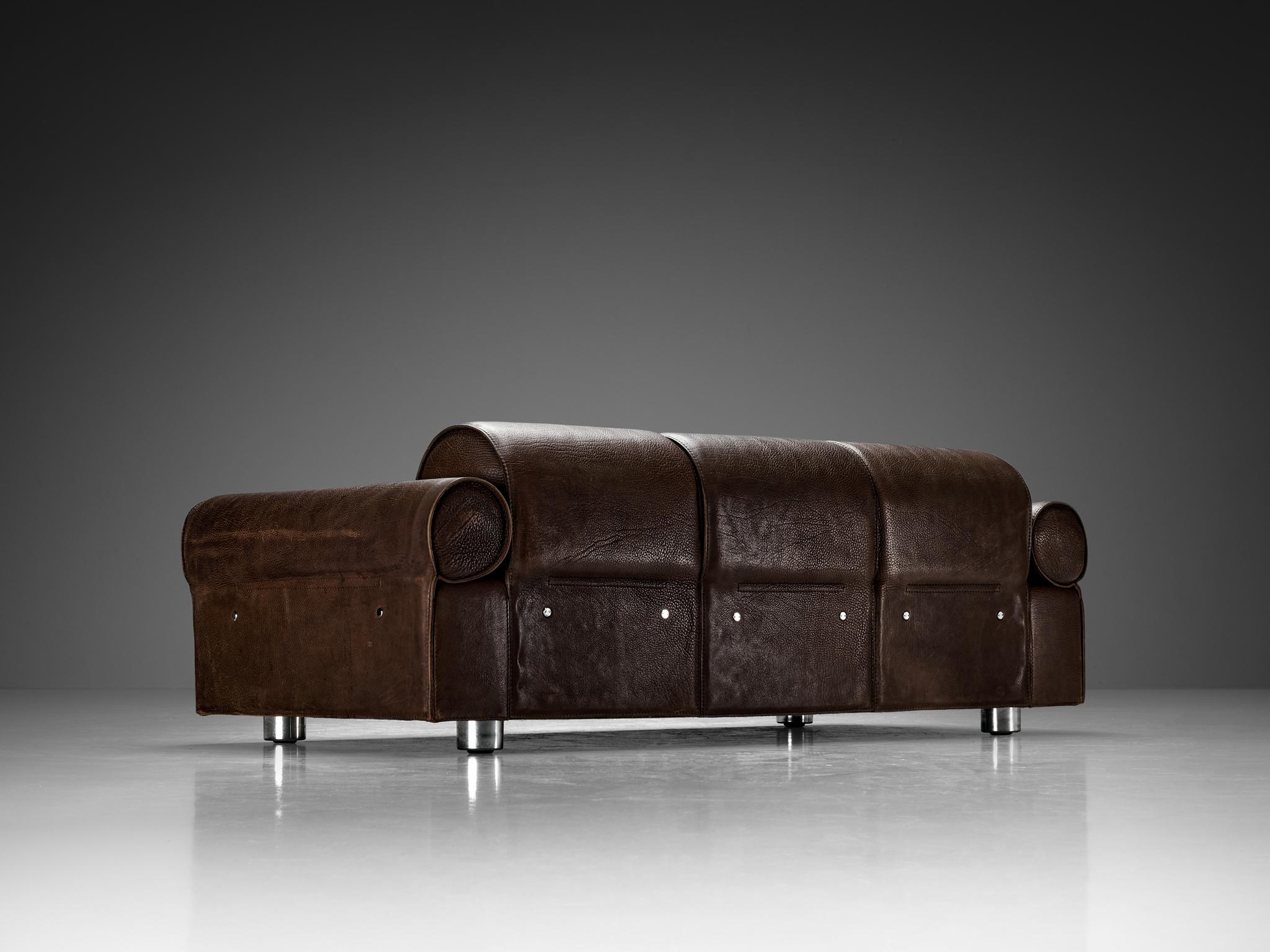 Marzio Cecchi Transformable Sofa in Buffalo Leather  For Sale 4