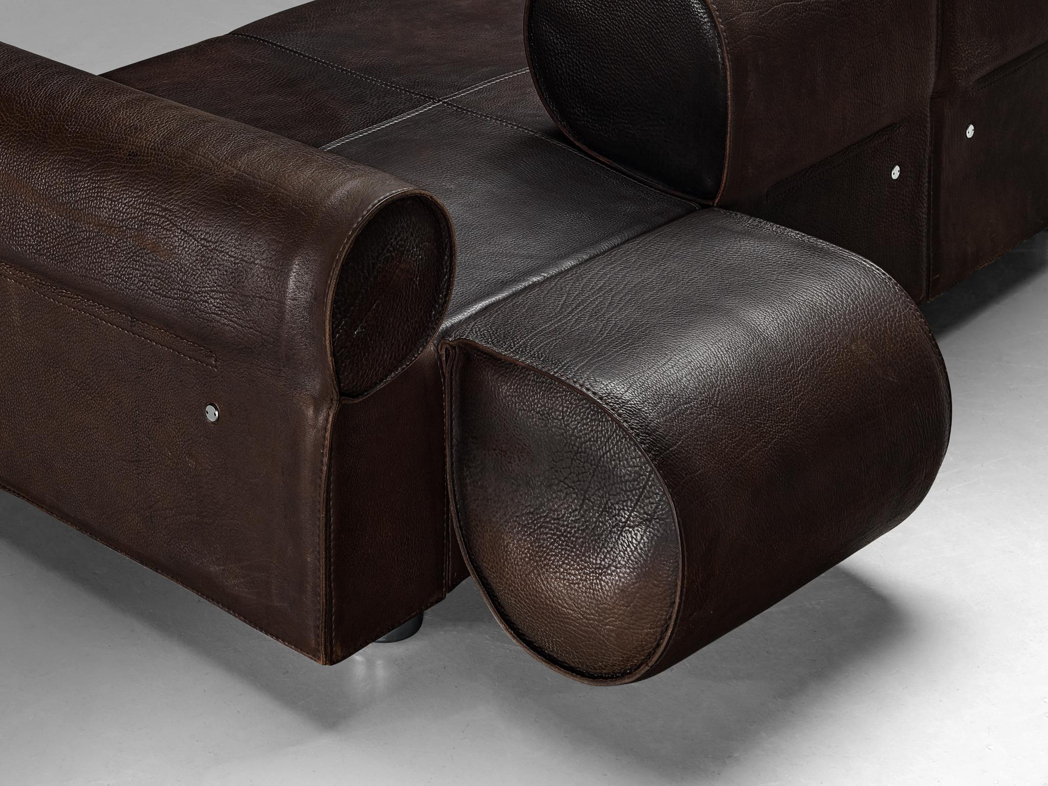 Marzio Cecchi Transformable Sofa in Buffalo Leather  For Sale 6