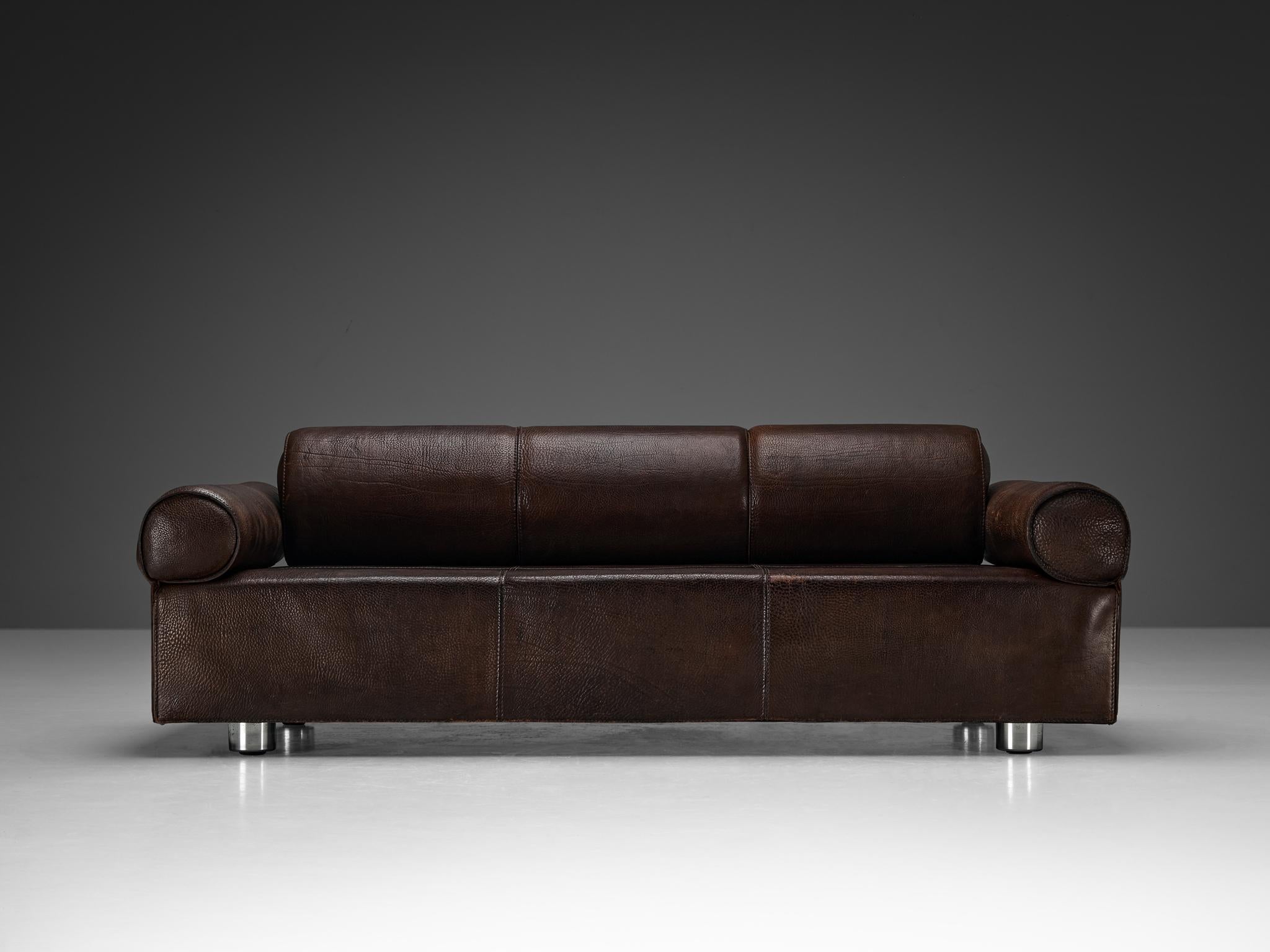 Late 20th Century Marzio Cecchi Transformable Sofa in Buffalo Leather  For Sale