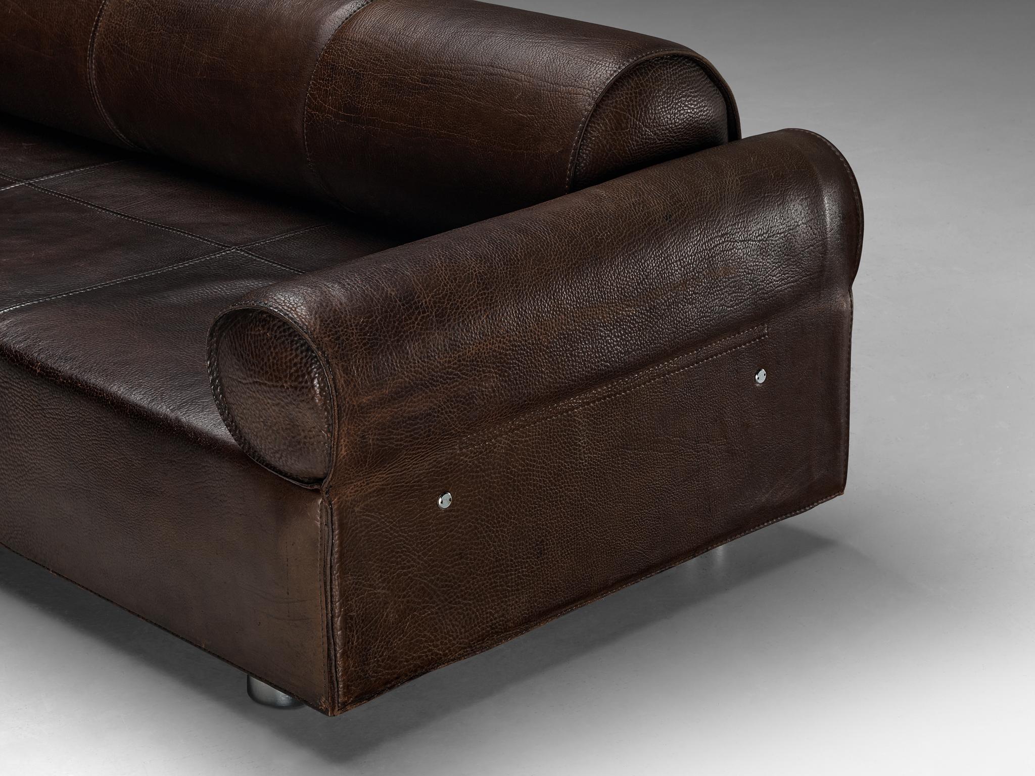 Marzio Cecchi Transformable Sofa in Buffalo Leather  For Sale 2